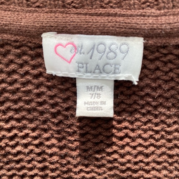 Girls Brown Patterned Cable Knit Sweater - Picture 6 of 6